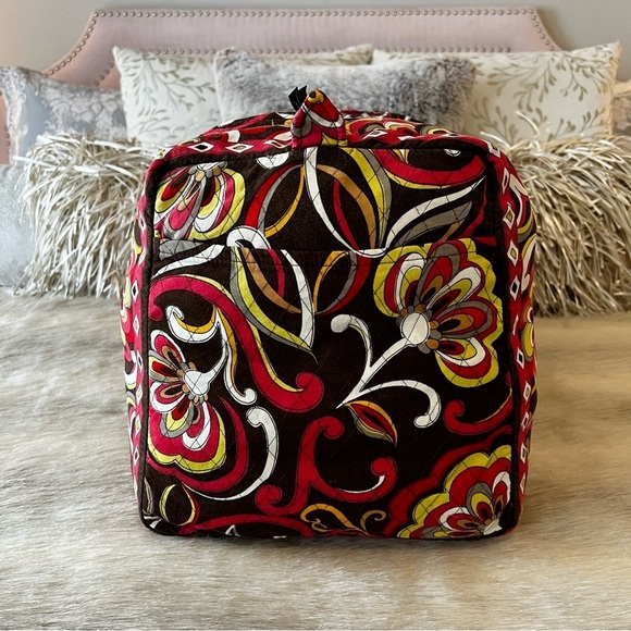 VERA BRADLEY Puccini 2008 Large Duffle Bag 2 Handles Zip Top Brown Yellow Orange - Picture 4 of 15